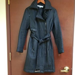 Kenneth Cole quilted coat with belt, sz M
